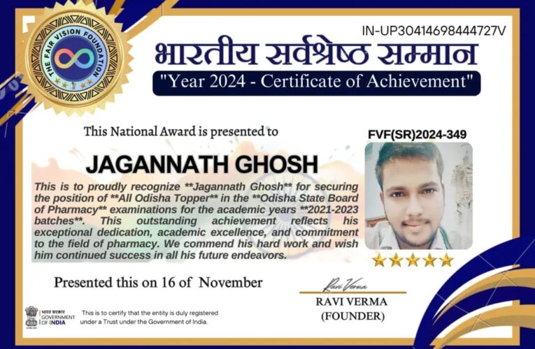 Rising Medical Scholar from Odisha – Jagannath Ghosh Inspires a New Generation